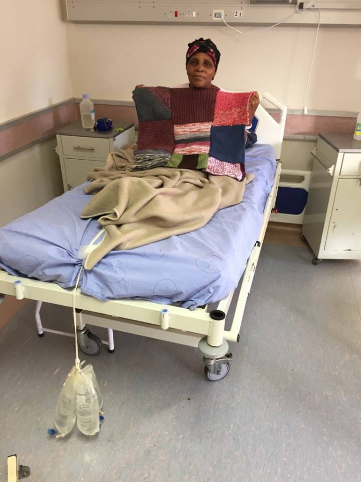 Bedridden Gogo used her time to knit blankets for sick children