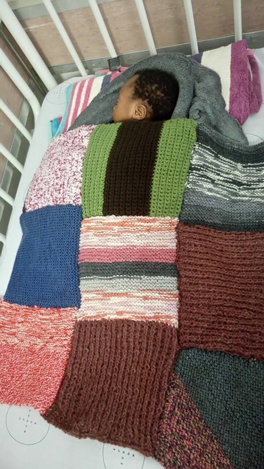 Bedridden Gogo used her time to knit blankets for sick children