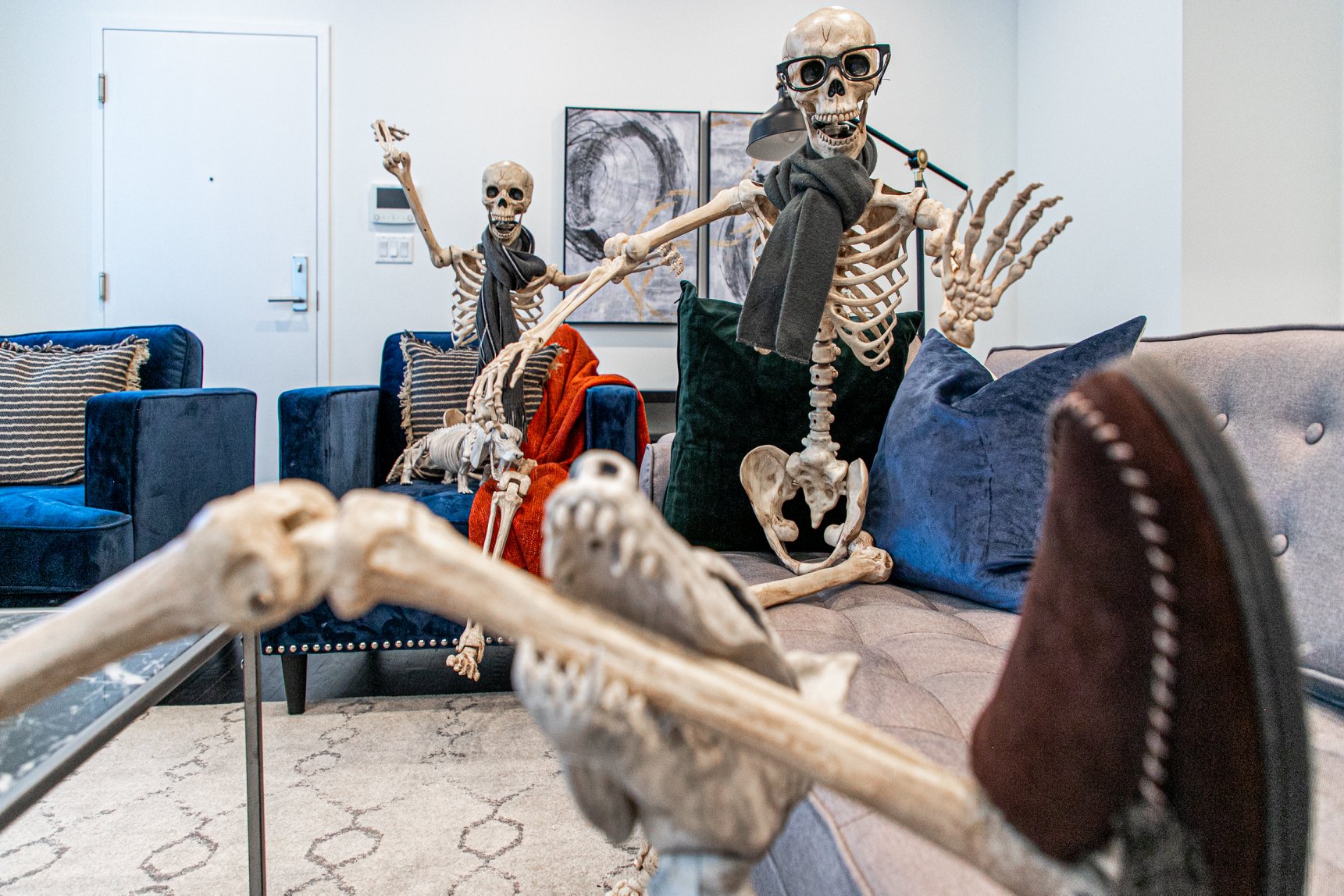 Estate agent fills her show homes with skeletons for Halloween and