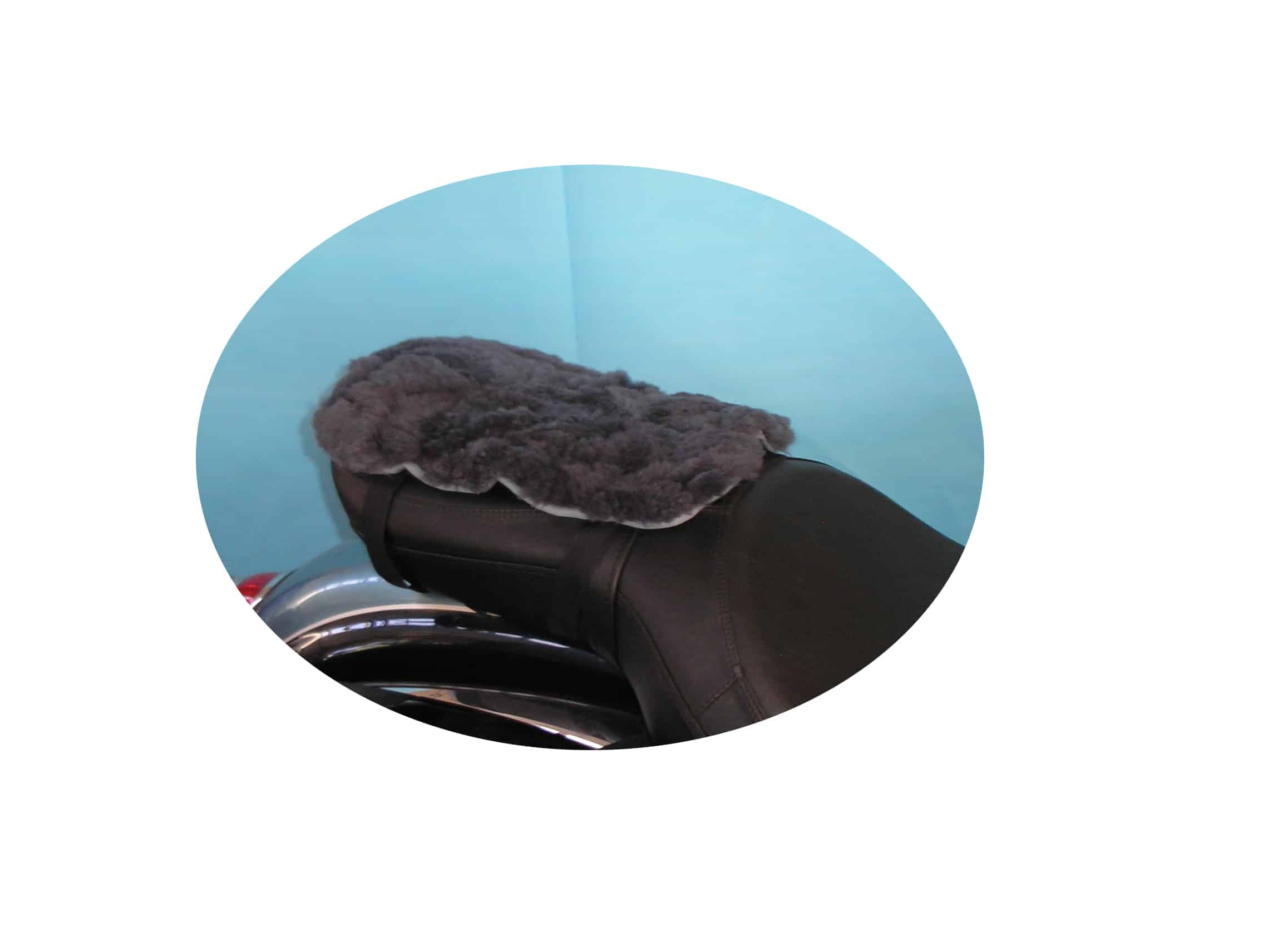 Rear Motorcycle Seat Pad. Patchwork Sheepskin Good Wool Store