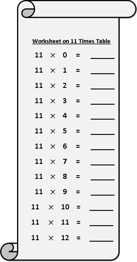 Printable 11 Times Table Worksheets GoodWorksheets