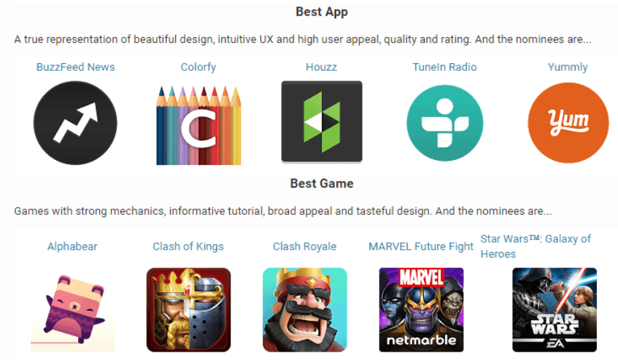 Die besten Apps und Spiele im Play Store Google vergibt