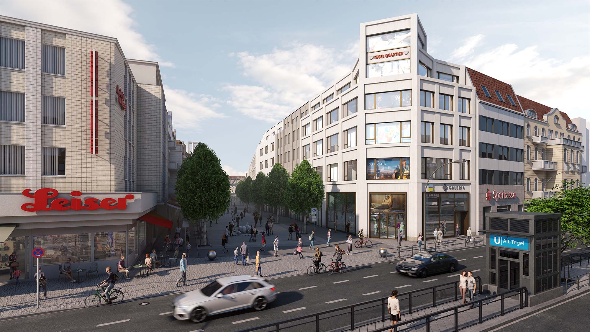 Fußgängerzone Gorkistraße / Tegel Quartier pedestrian zone, retail
