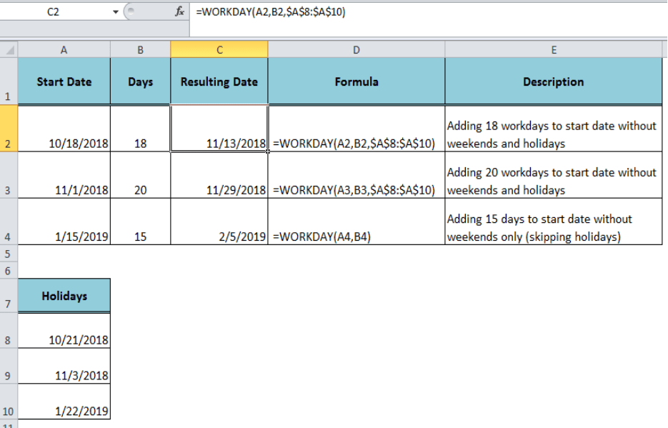Excel Formulas Subtracting Days Date