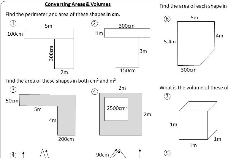 Converting Areas & Volumes Go Teach Maths 1000s of free resources