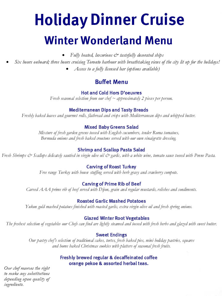 Winter Wonderland Menu 48766 TakeTours