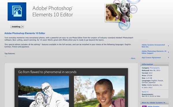 Adobe Elements 10 & Premiere Elements 10 in Mac App Store