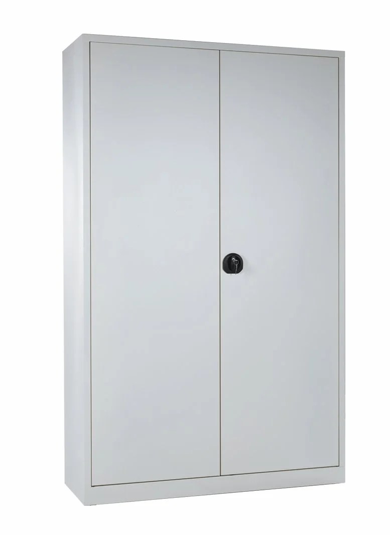 Armoire monobloc métal portes battantes, 4 tablettes L.120xH.195xP42cm
