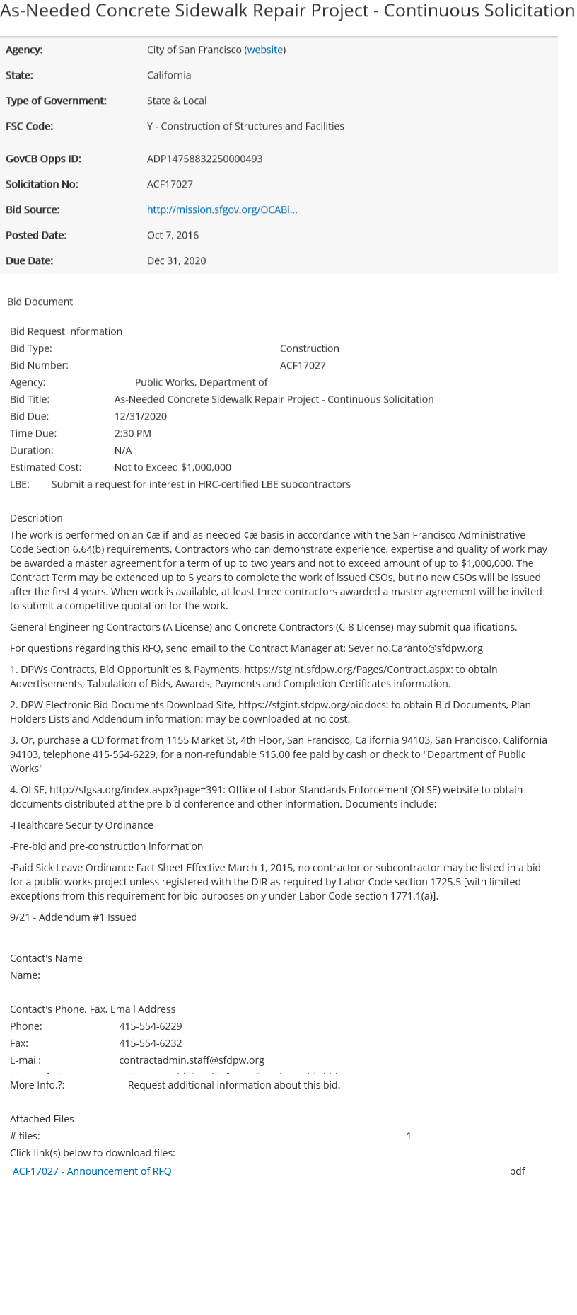 State & Local Government Bid and Contract Opportunities