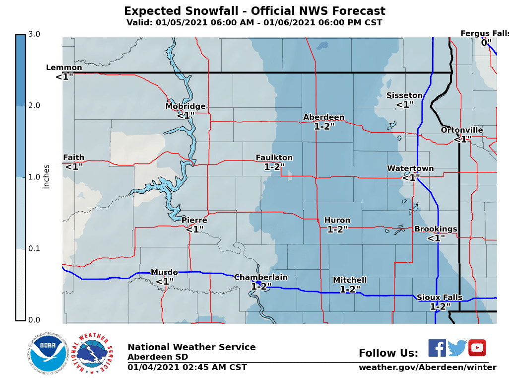 Light snow forecast in eastern South Dakota Go Watertown