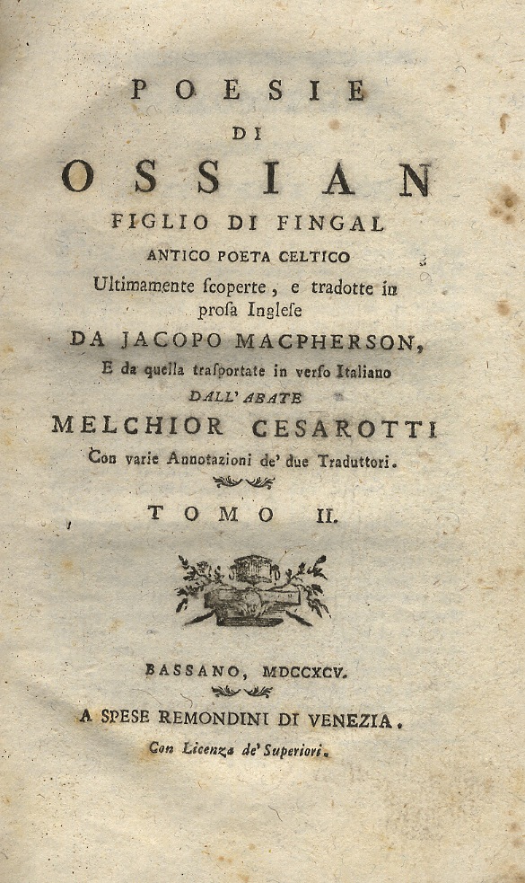 Poems of Ossian Son Fingal Ancient Celtic poet. lately discoveries