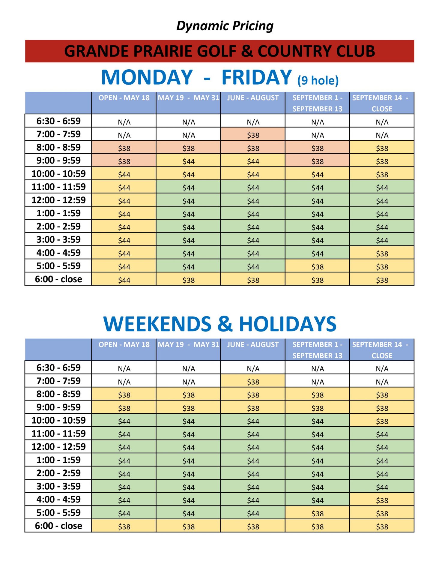 Rates Grande Prairie Golf & Country Club