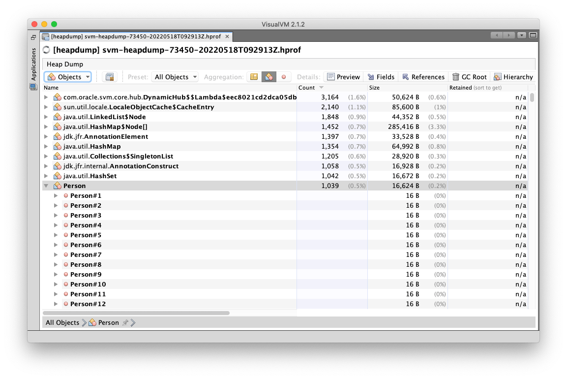 Create a Heap Dump from a Native Executable