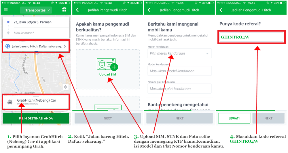 Selamat bergabung dengan GrabHitch (Nebeng) Car! Grab ID