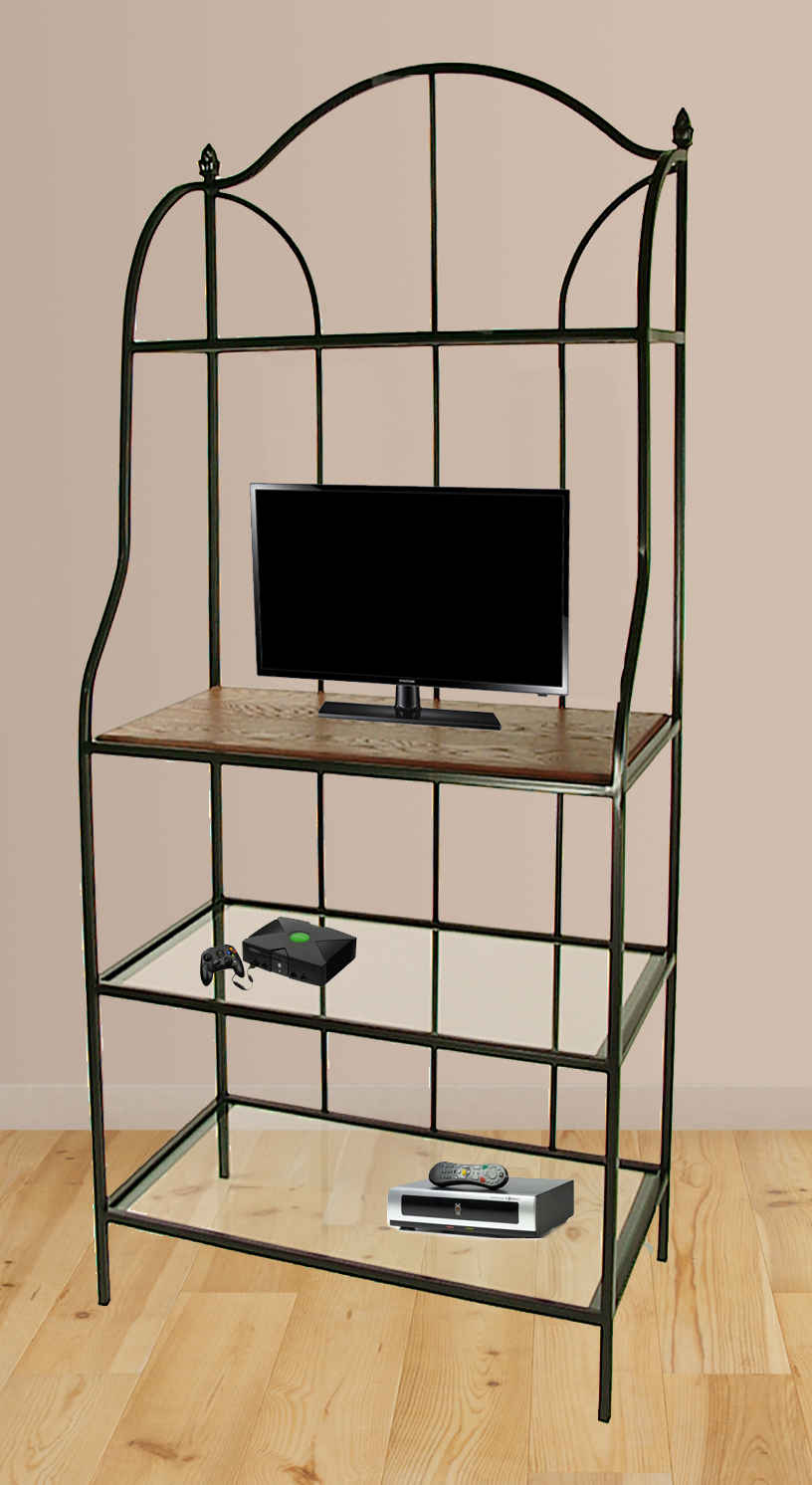 Bakers Rack with Glass and Wood