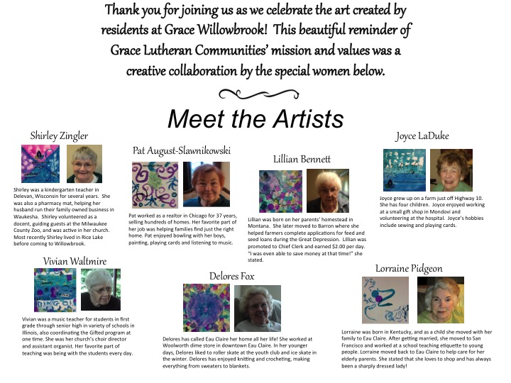 Grace Willowbrook residents create art for the Grace Lutheran