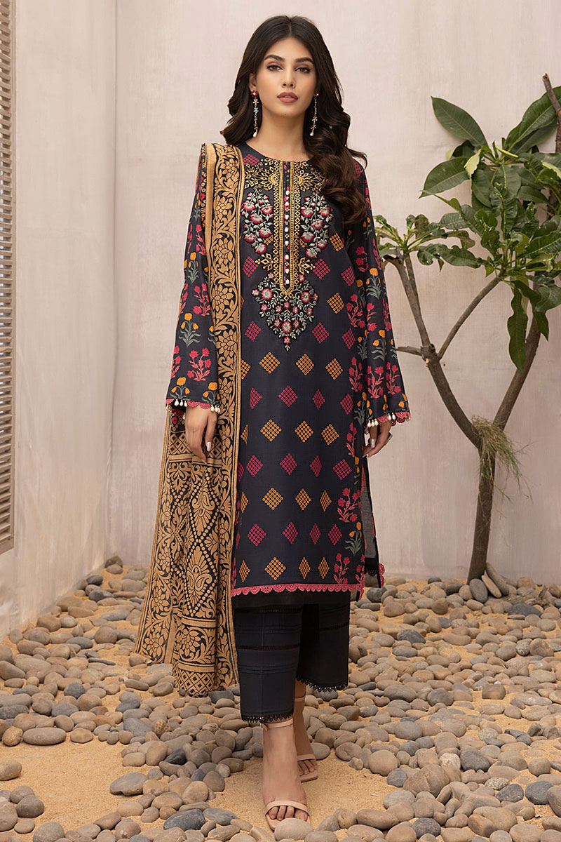 So Kamal 3pc Unstiched Linen Suit 3pcs Winter Linen Collection 2023