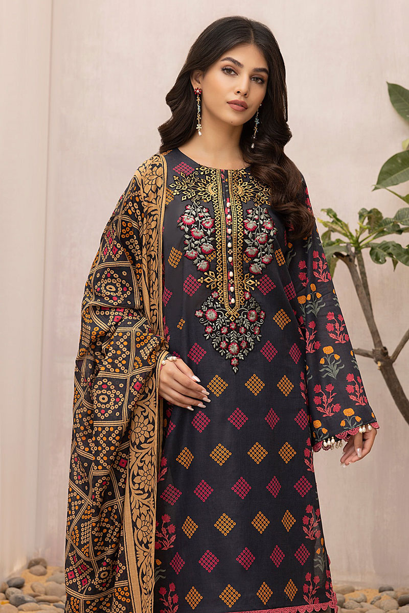 So Kamal 3pc Unstiched Linen Suit 3pcs Winter Linen Collection 2023