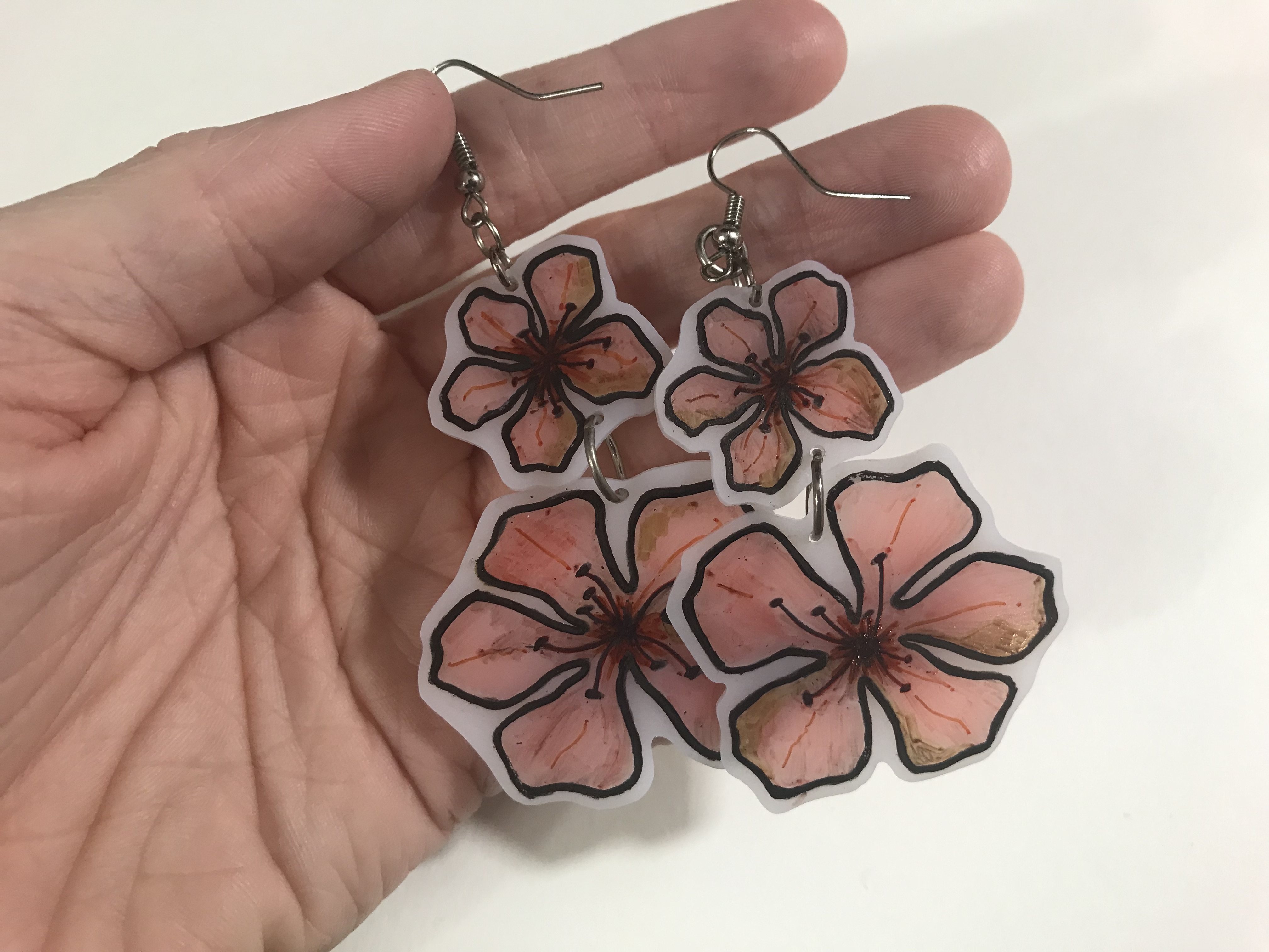 Shrink Film Cherry Blossom Earrings