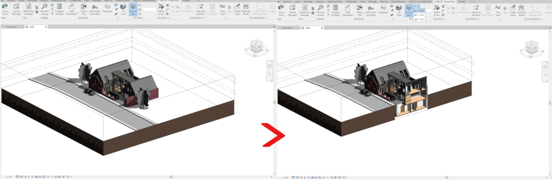 How to quickly modify a section box using the GRAITEC PowerPack for
