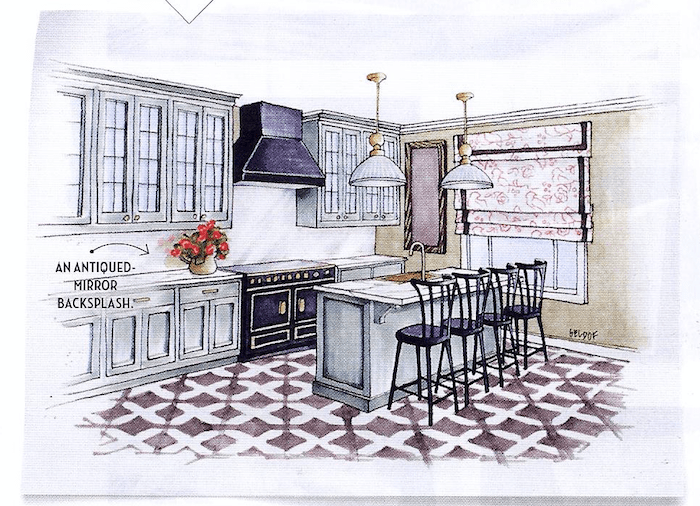 Interior Designer Jenny Wolf Sketches A Kitchen With Badajoz