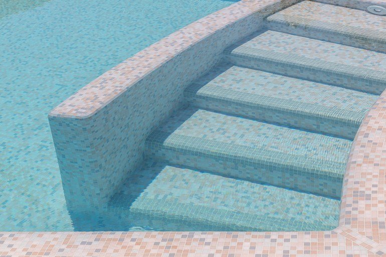 Glass Tile Pool Steps Glass Designs