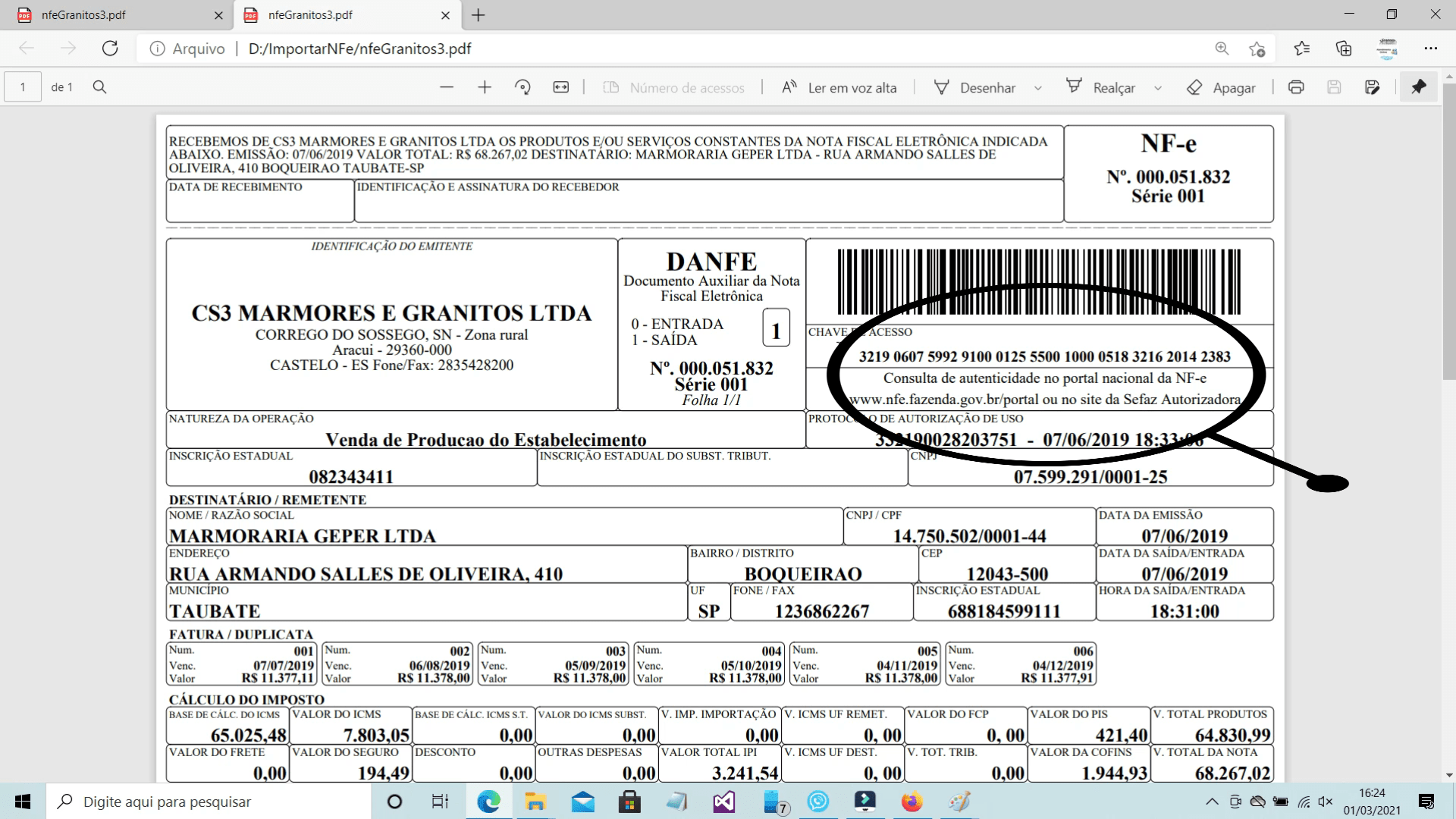 Lançamento de Notas Fiscais pela Importação do XML