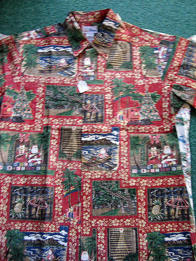 Reyn Spooner Hawaiian Christmas 2022 Deep Red Aloha Shirt.