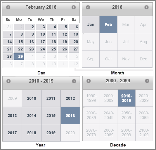 Specifying Initial Calendar View ComponentOne Extender Controls for