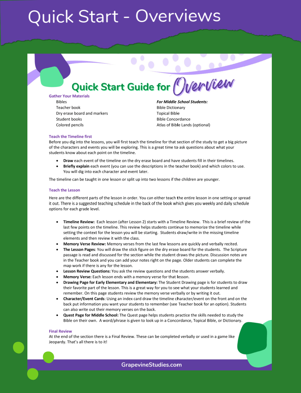 Quick Start Guides Grapevine Studies