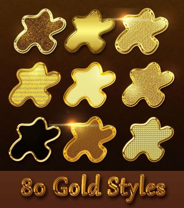15 Free Gold Layer Style Collection (ASL & PSD)