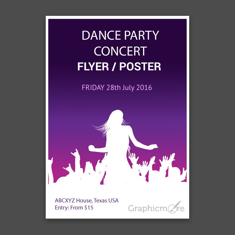 Concert Party Flyer or Poster with Gradient Background Design Free