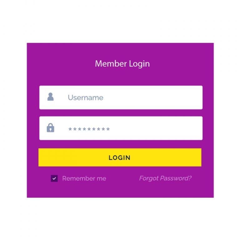 Puple Member Login Form UI Template Vector Design Puple Member Login Form UI Template Vector Design