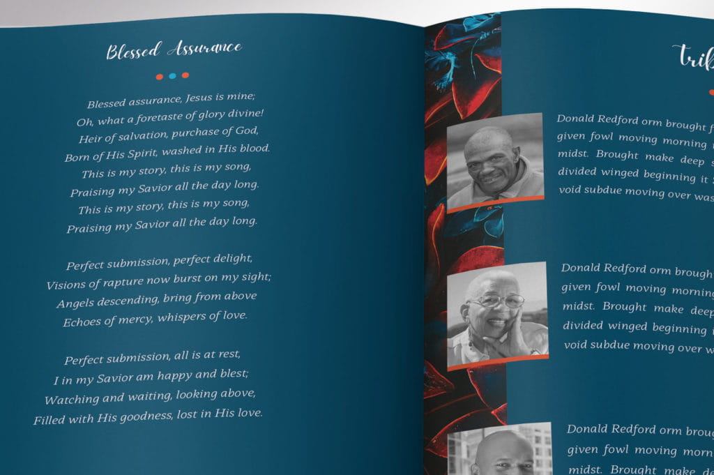 Close up inside booklet