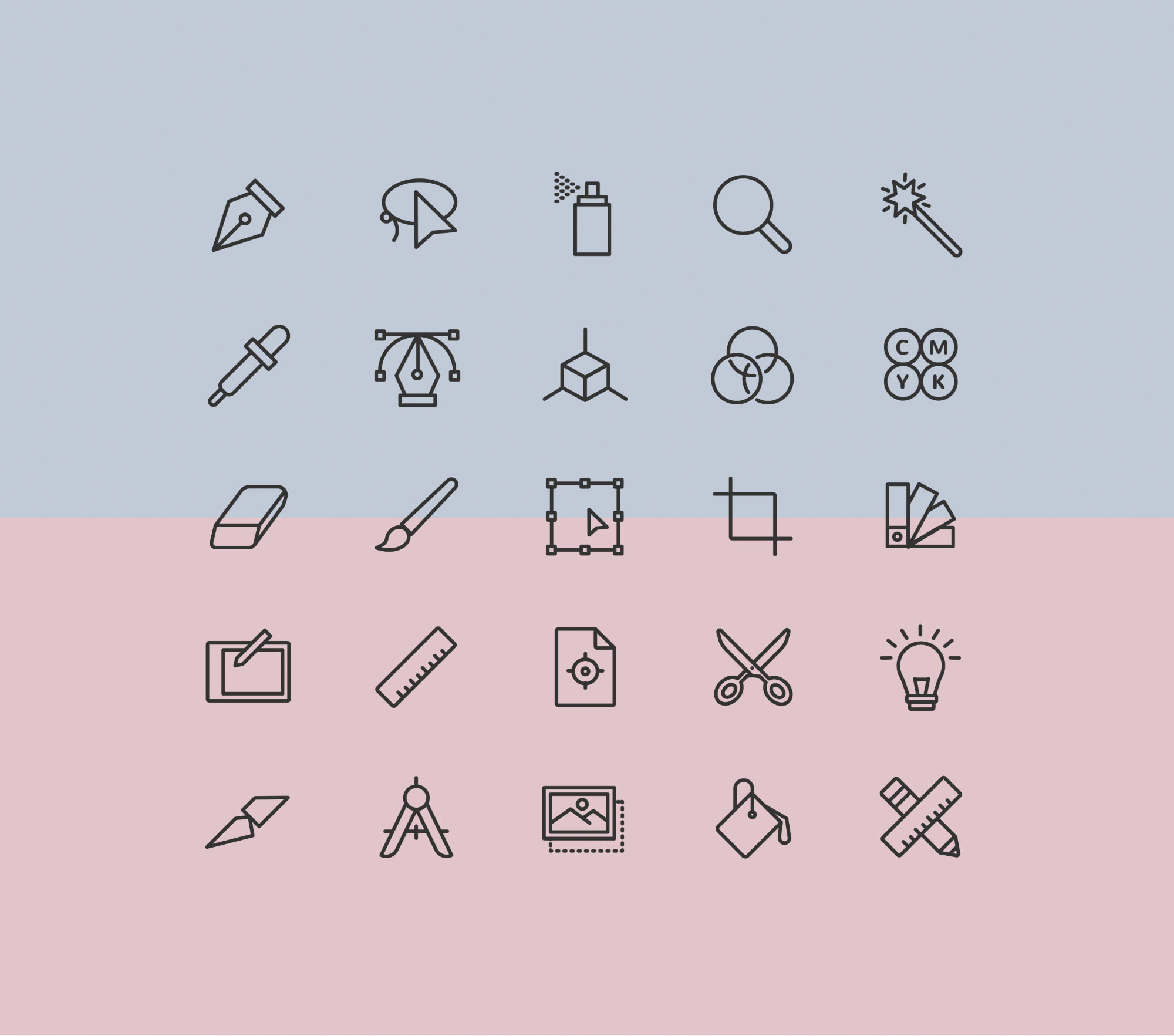 25 Simple Graphic Design Icons