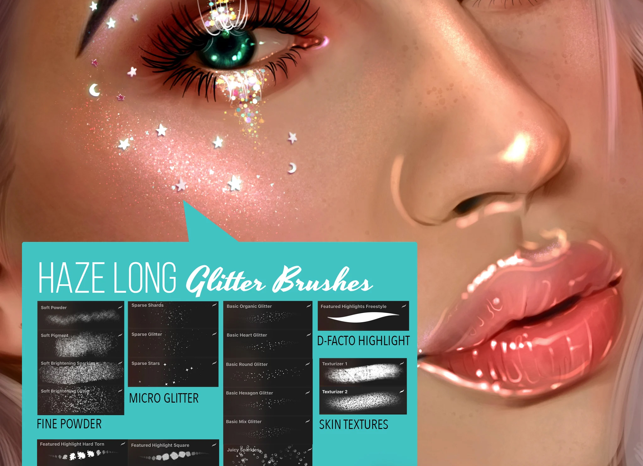 Glitter Set Procreate Brushes + Tutorial GraphicsBunker