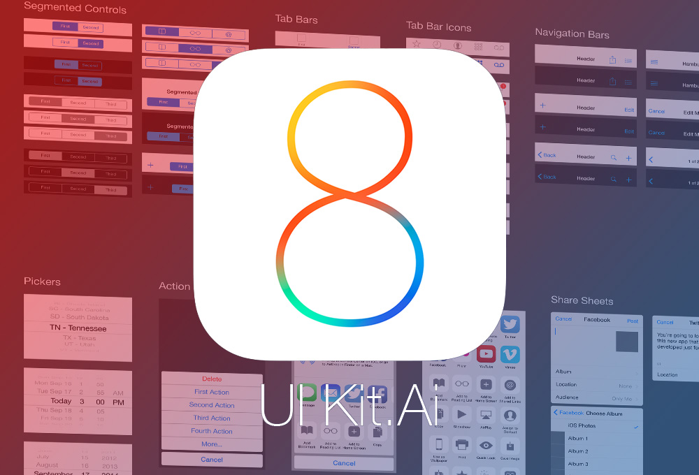 iOS 8 Vector App UI Kit GraphicsFuel