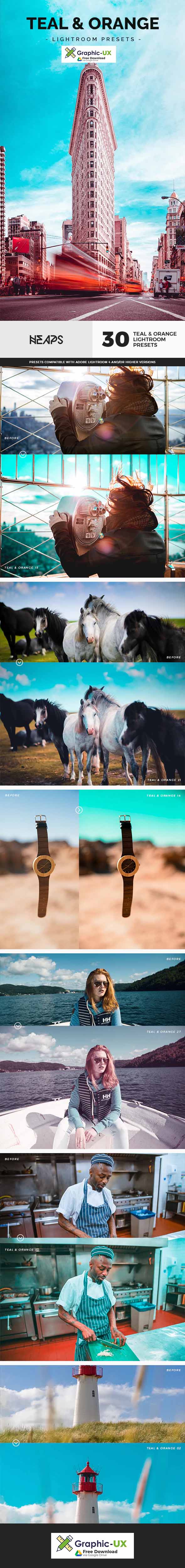 30 Teal & Orange Lightroom Presets free download GraphicUX