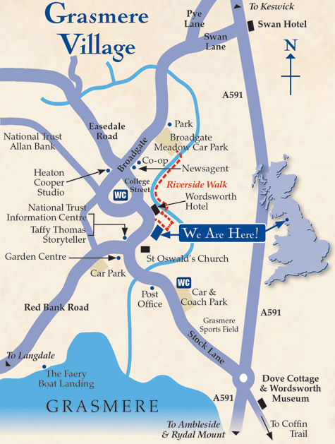 Grasmere Map Lake District Detailed Location Map - Grasmere Gingerbread