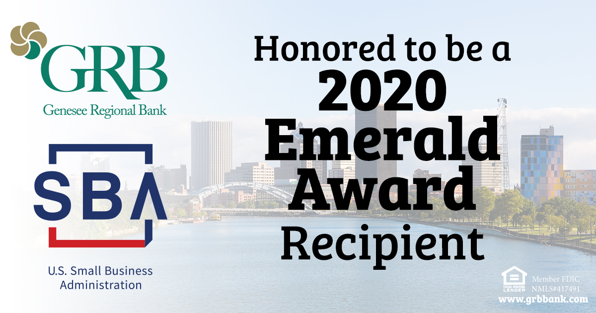 GRB Earns Emerald Award from U.S. SBA for Small Business Lending