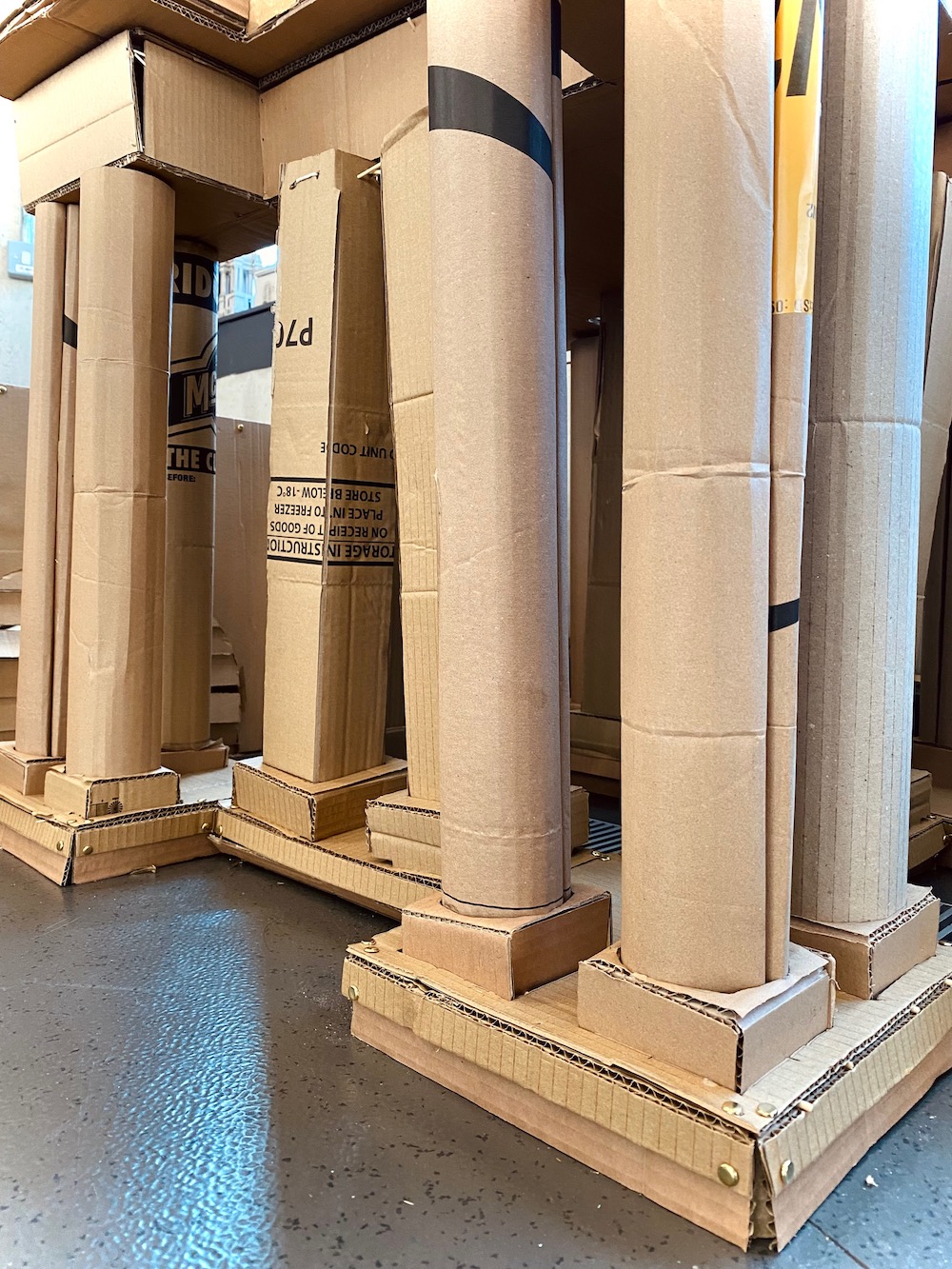 Cardboard building project at University of Greenwich modelled on Sir