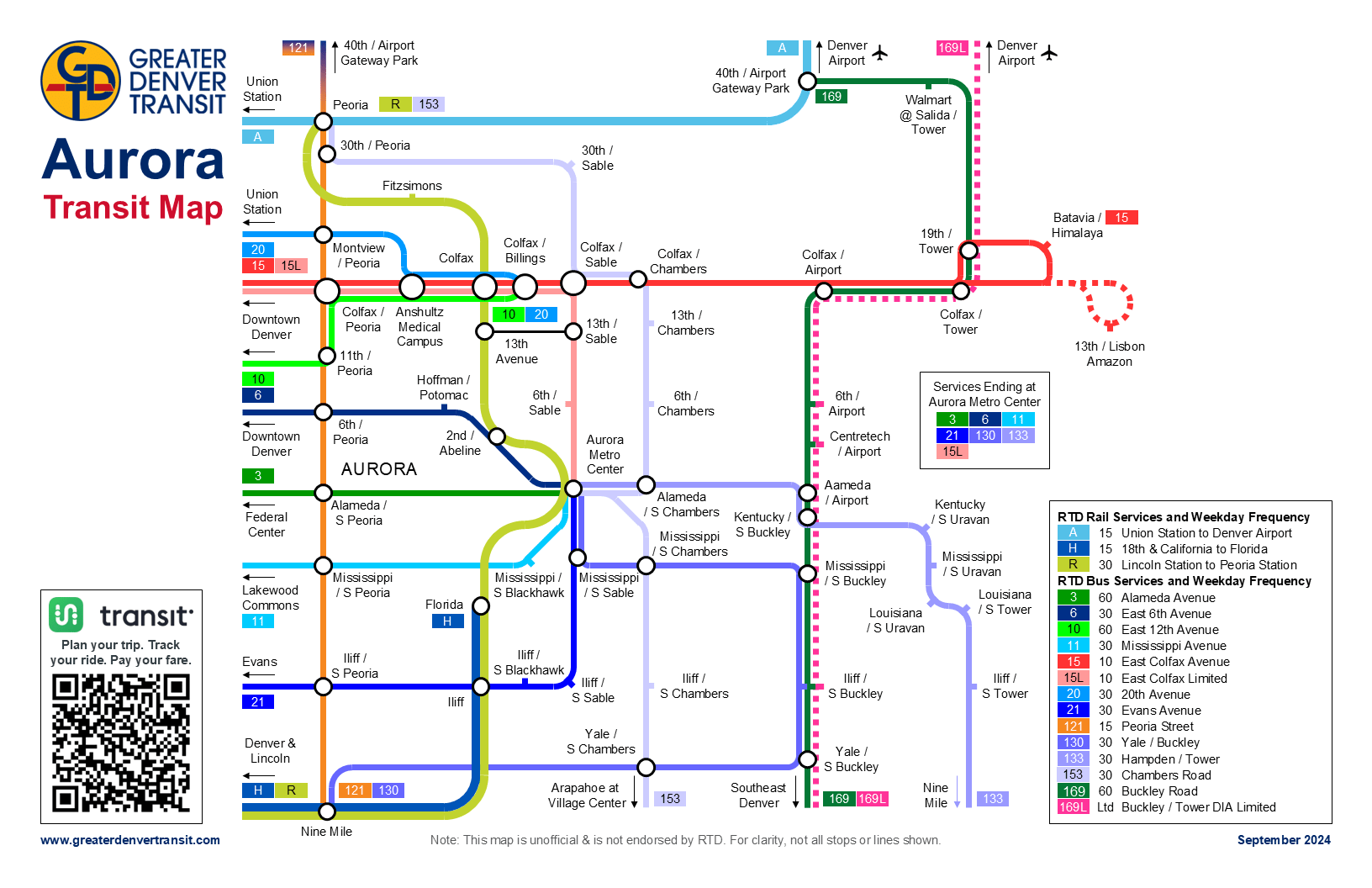 Aurora Transit Map Greater Denver Transit