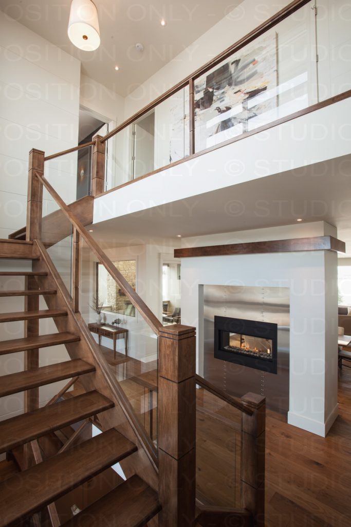 Open Riser Solid Maple Stair Glass Railing Stairs, Spindles & Railings