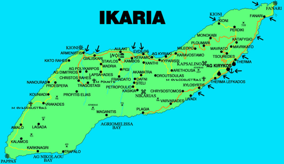 Ikaria Grece Carte Mappa Ikaria Cartina di Ikaria