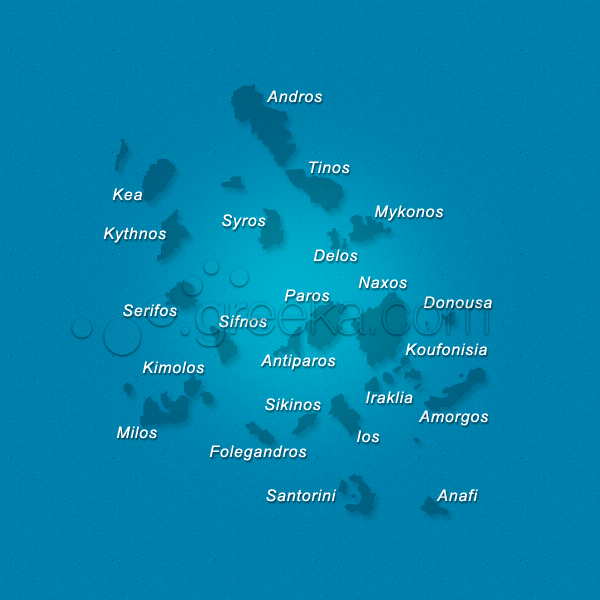 Map of Cyclades islands, Greece