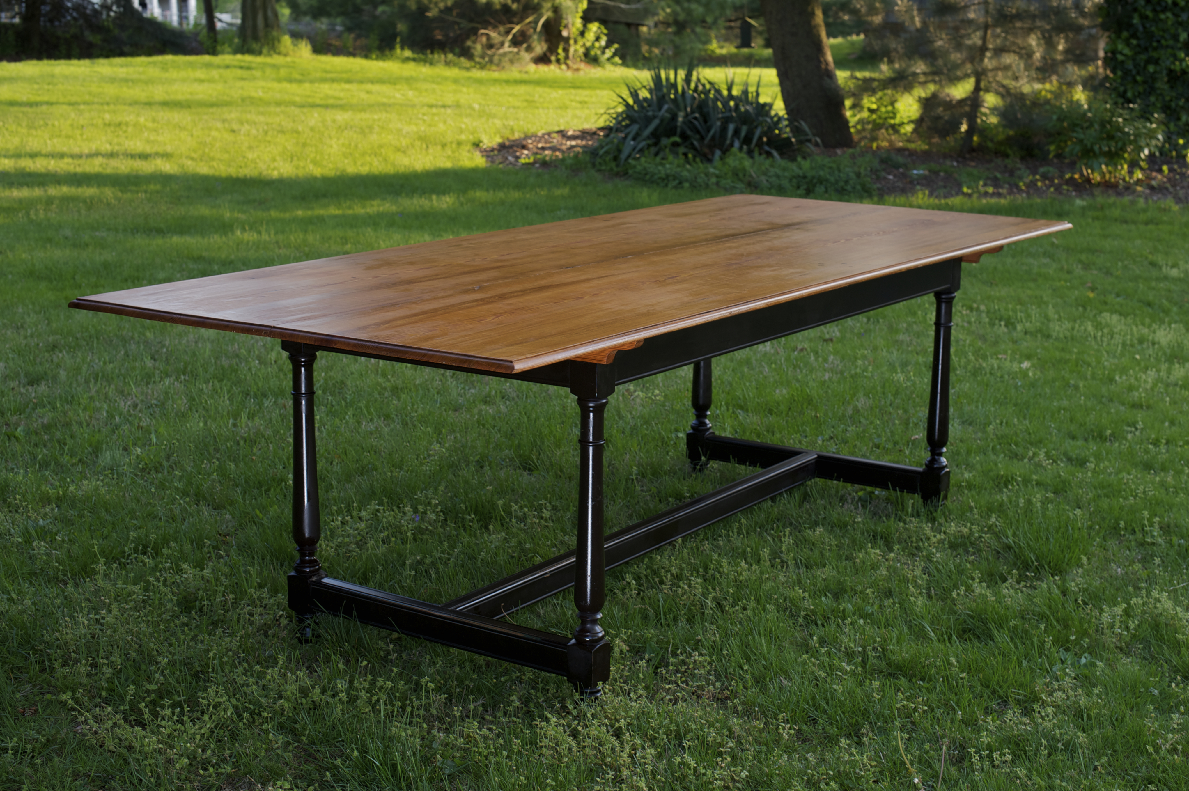 Natural Finish Table Painted Legs Greenbank Millwork