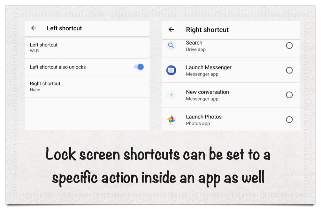 Android O Feature Highlight Custom Lock Screen Shortcuts