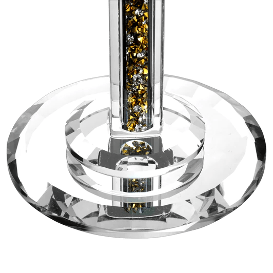 Set of 2 Crystal Shabbat Candlesticks with Mirrored Base Gold