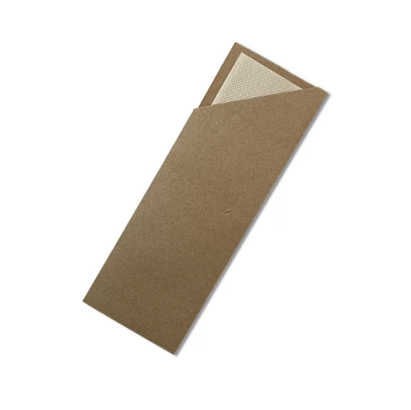 Kraft Cutlery Pouch with A Bamboo Napkin 1000pcs — Green Pack
