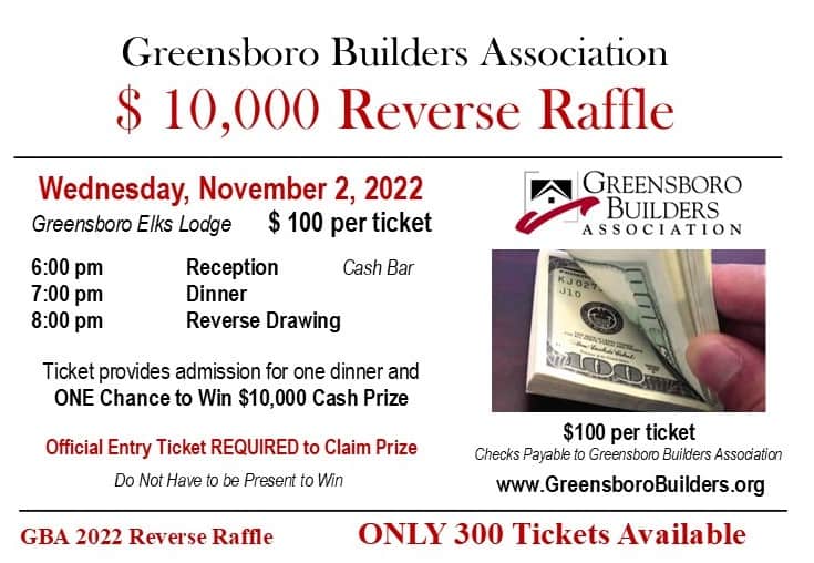 10,000 Reverse Raffle Greensboro Builders Association